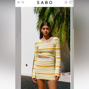 Sabo Skirt Brand New Yellow and Blue Striped Mini Dress - Huntley dress XS
